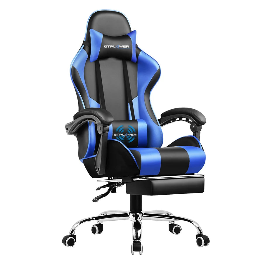 GTPLAYER Gaming Chair With Footrest, Lumbar Support, Swivel Seat, Headrest