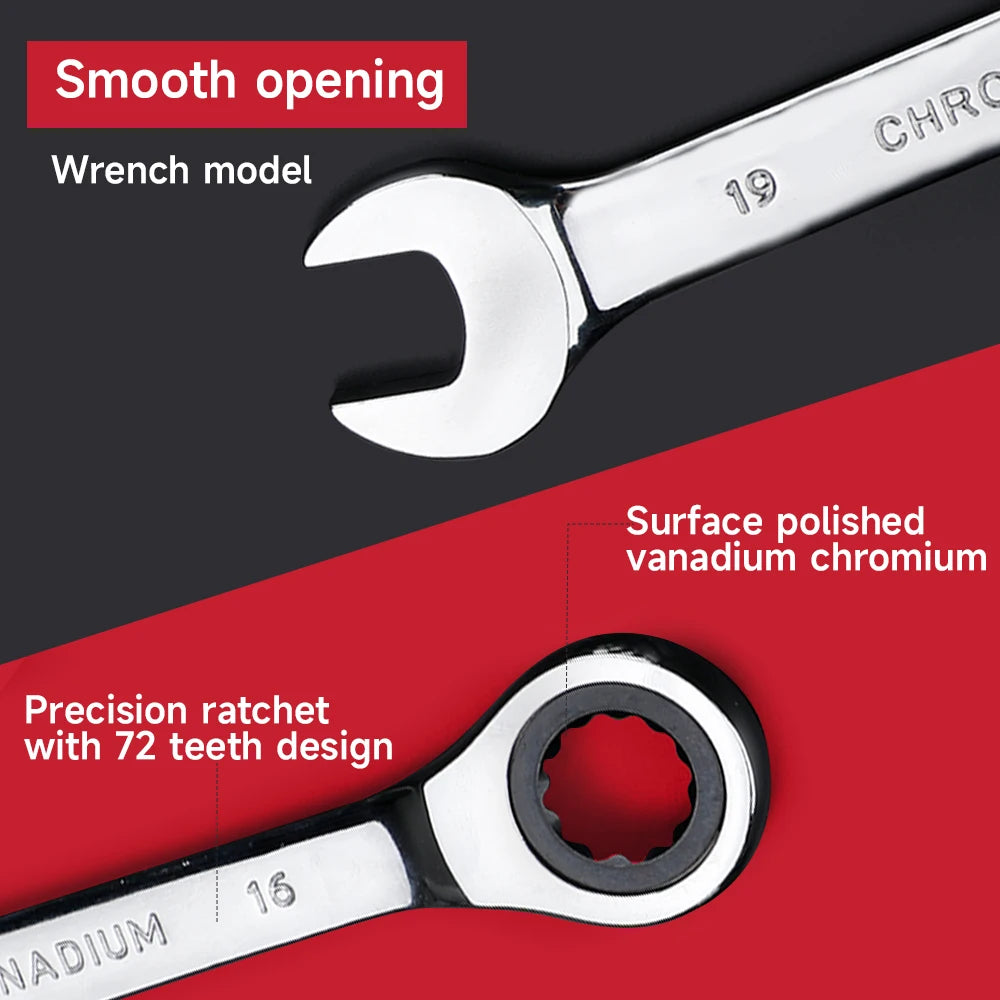 Ratcheting Wrench Set 22 Pieces SAE And Metric Wrenches