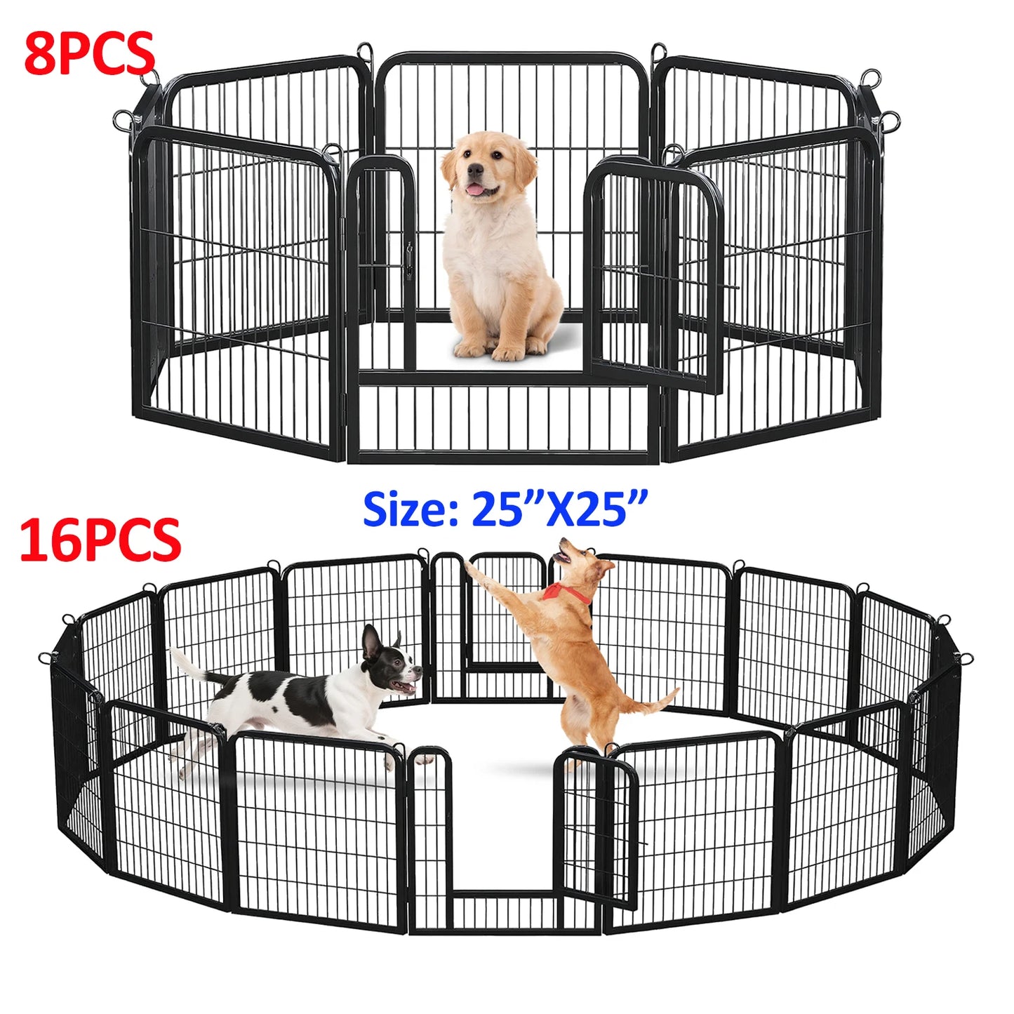 Dog Playpen With Door Foldable Metal Pet Fence Indoor Outdoor