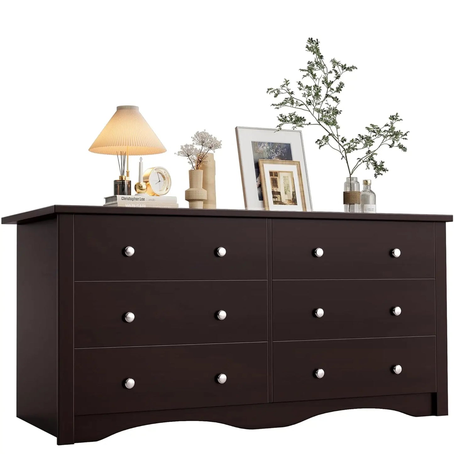 Black Dresser for Bedroom,6 Drawer Dressers, Storage Chest of Drawers for Hallway,Living Room, Entryway, Customized