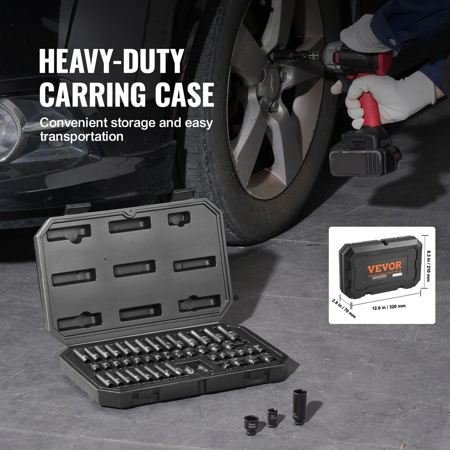 SucceBuy Drive Impact Socket Set 48-Piece Cr-Mo Alloy Steel