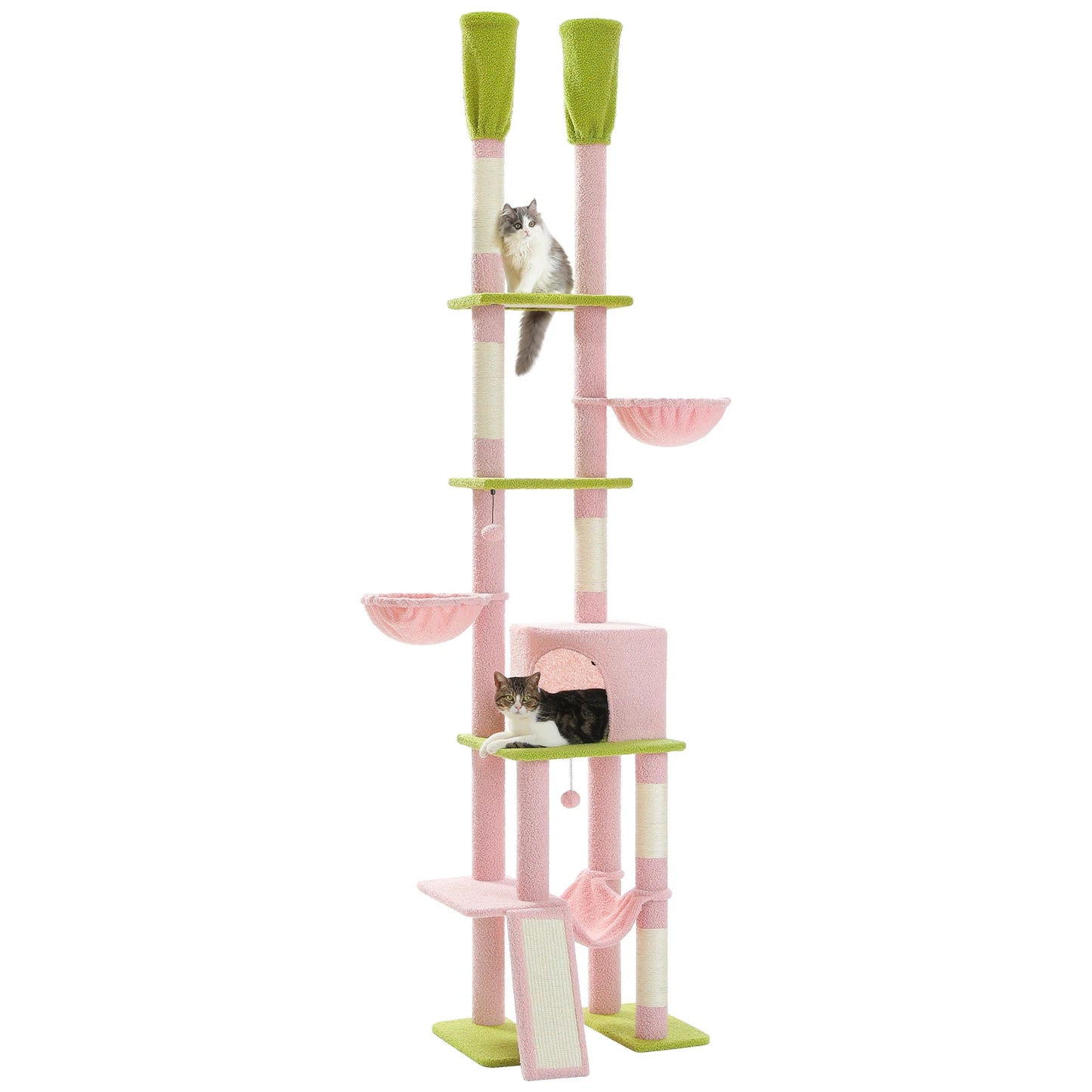 PAWZ Road Cactus Cat Tree Floor To Ceiling Tiers Hammocks