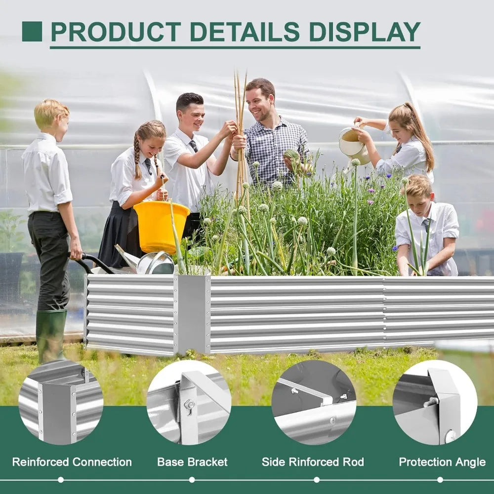 Galvanized Raised Garden Bed Kit Planter Boxes Outdoor Vegetables