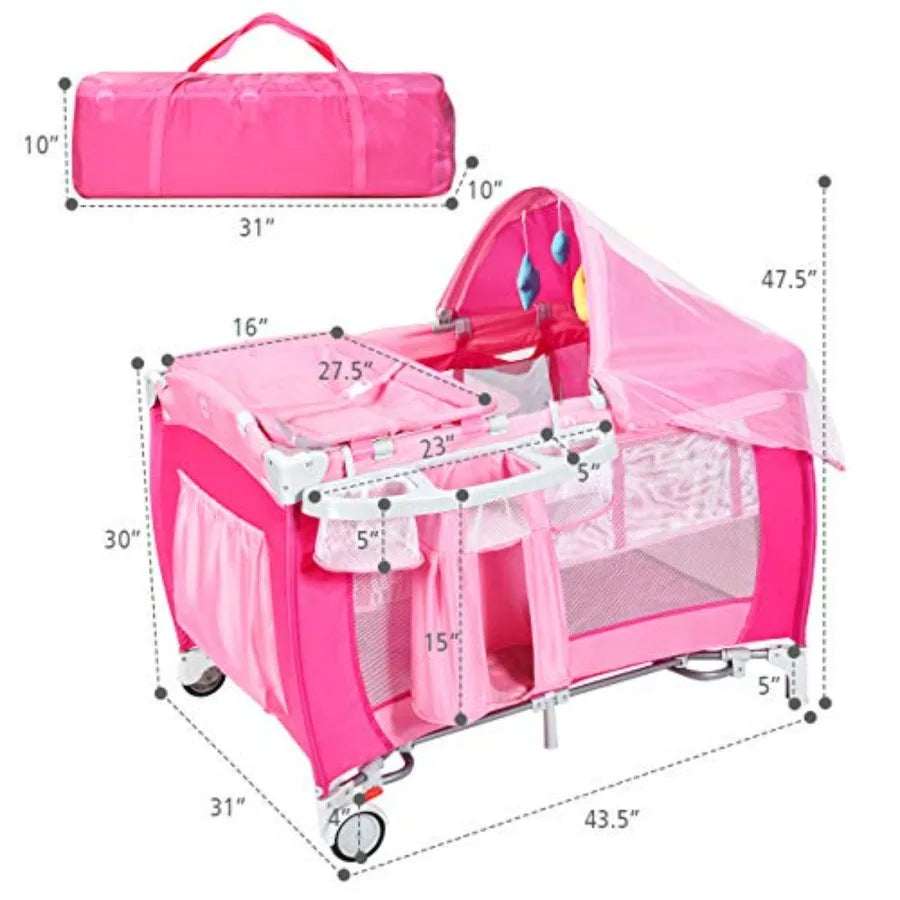 4 In 1 Pack And Play Bassinet With Zippered Canopy
