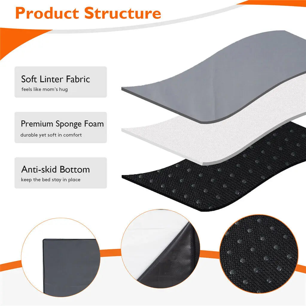 Dog Crate Bed Orthopedic Memory Foam With Waterproof Cover