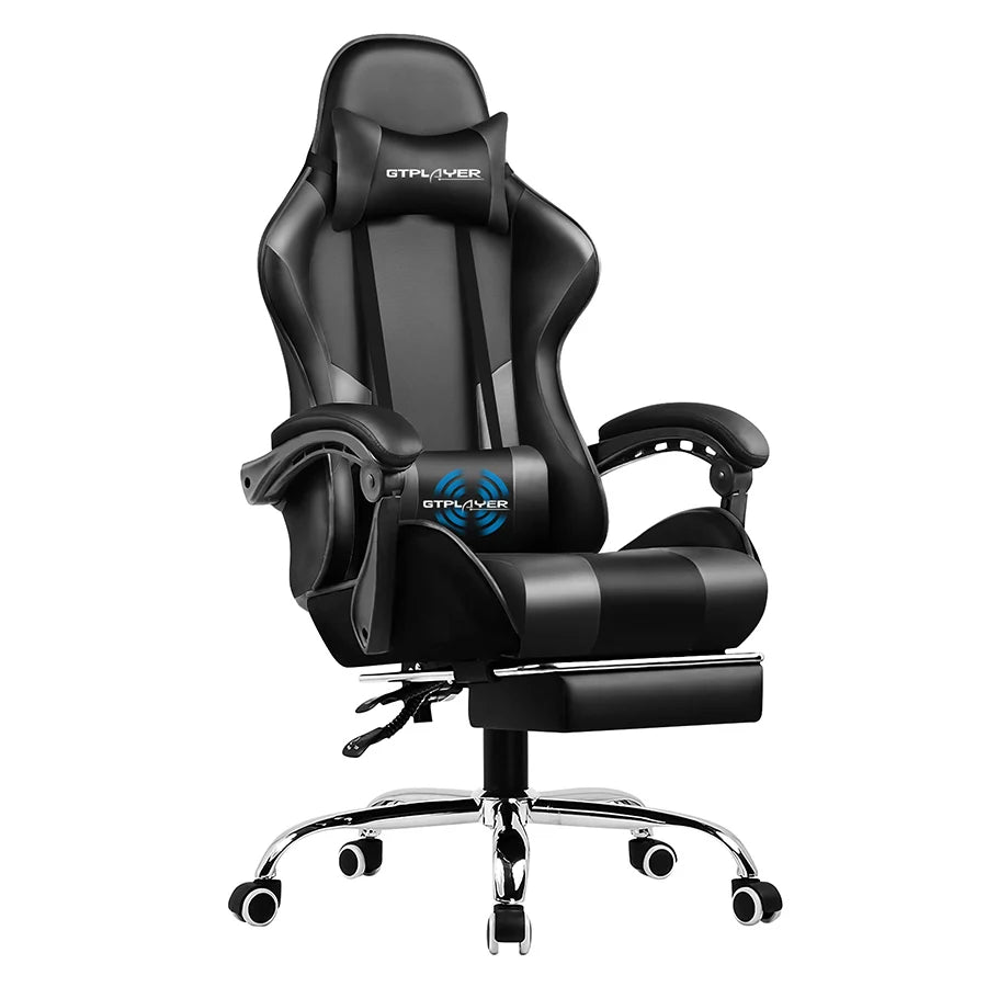 GTPLAYER Gaming Chair With Footrest, Lumbar Support, Swivel Seat, Headrest