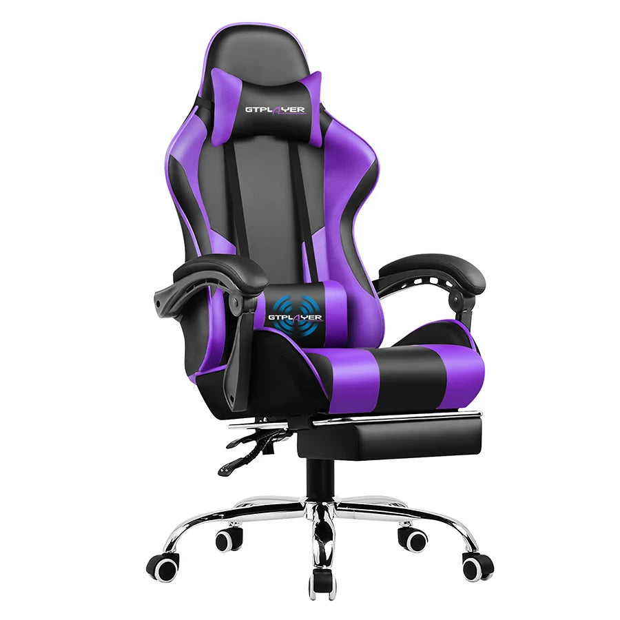 GTPLAYER Gaming Chair With Footrest, Lumbar Support, Swivel Seat, Headrest