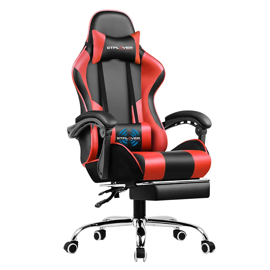 GTPLAYER Gaming Chair With Footrest, Lumbar Support, Swivel Seat, Headrest