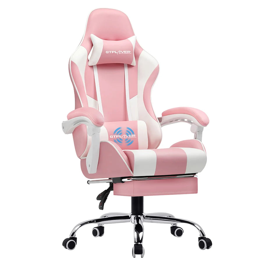 GTPLAYER Gaming Chair With Footrest, Lumbar Support, Swivel Seat, Headrest