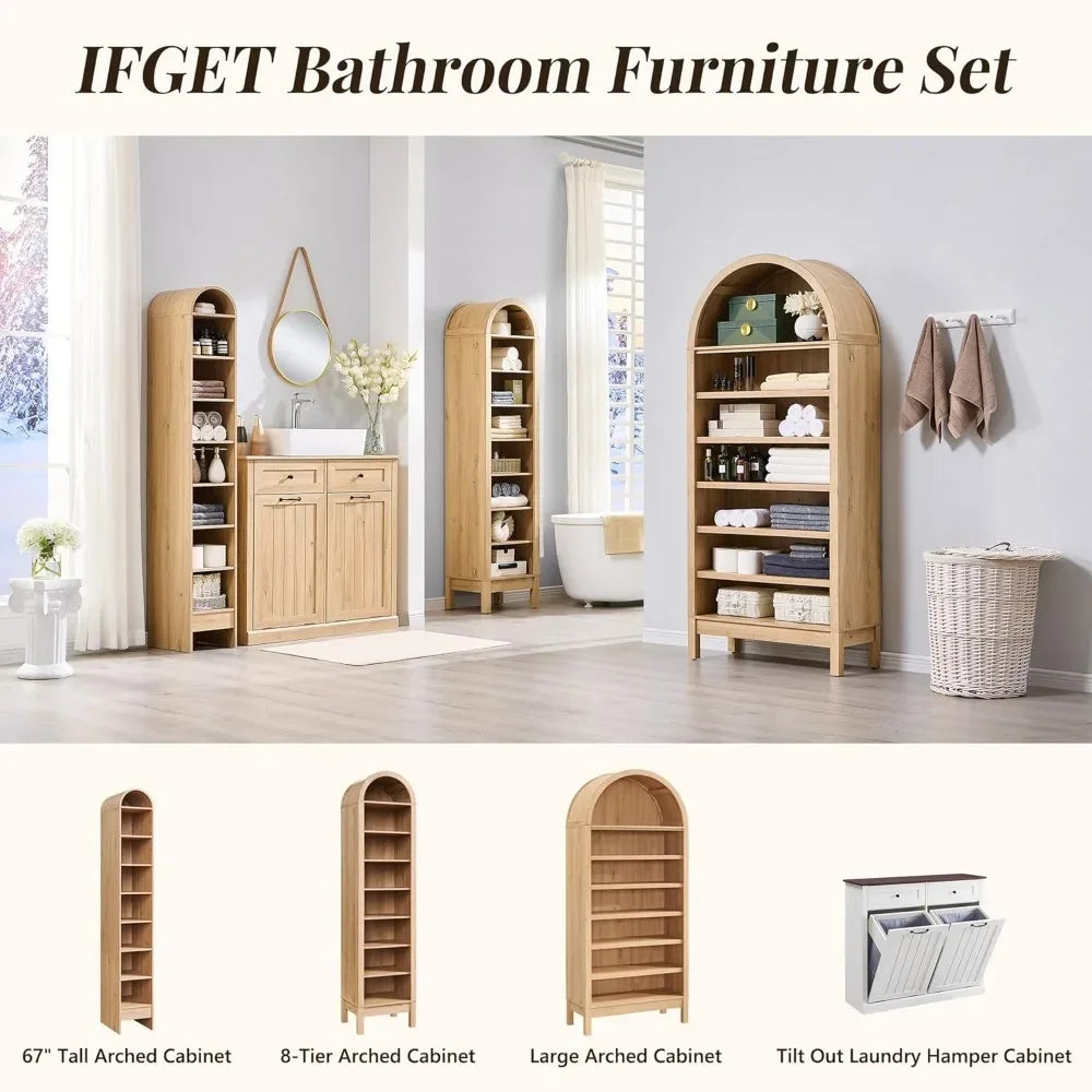 71" Tall Arched Shoe Storage Cabinet, 8 Tiers Holds 16 Pairs, Adjustable Shelves for Entryway Hallway Living Room