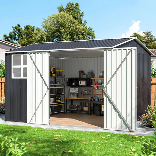 Outdoor Storage Shed Large Metal Tool Sheds With Lockable Doors