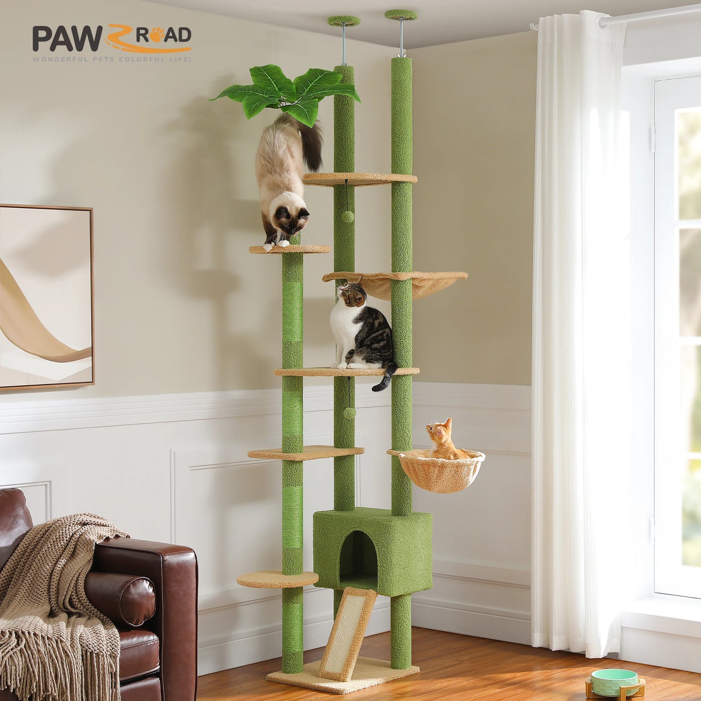 PETEPELA Cactus Cat Tree Floor to Ceiling Cat Tower