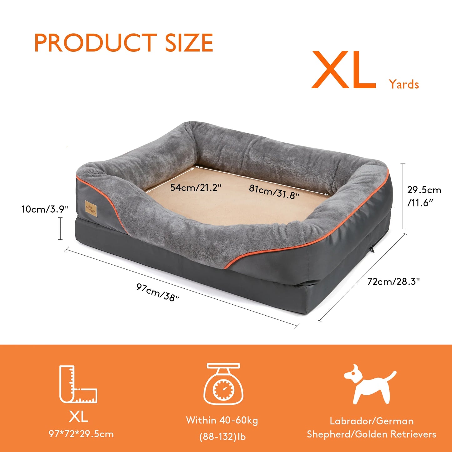 BINGOPAW Waterproof Orthopedic Memory Foam Dog Bed With Bolstered Sides