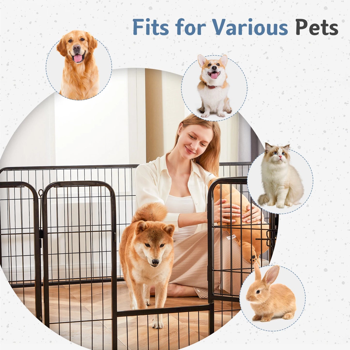 JHK Foldable Dog Playpen Metal Fence For Indoor Outdoor Use