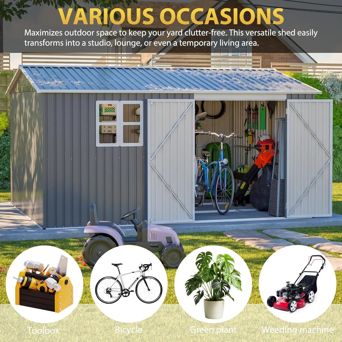 Heavy Duty Metal Storage Shed With Floor Frame And Window