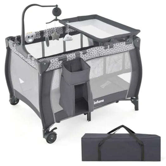 3 In 1 Pack And Play Portable Baby Crib Bassinet With Detachable Mattress
