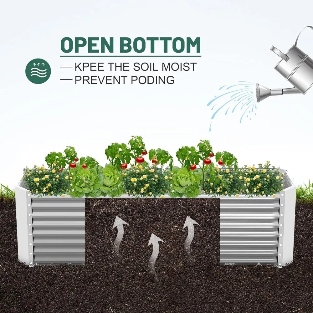 Galvanized Raised Garden Bed Kit Planter Boxes Outdoor Vegetables
