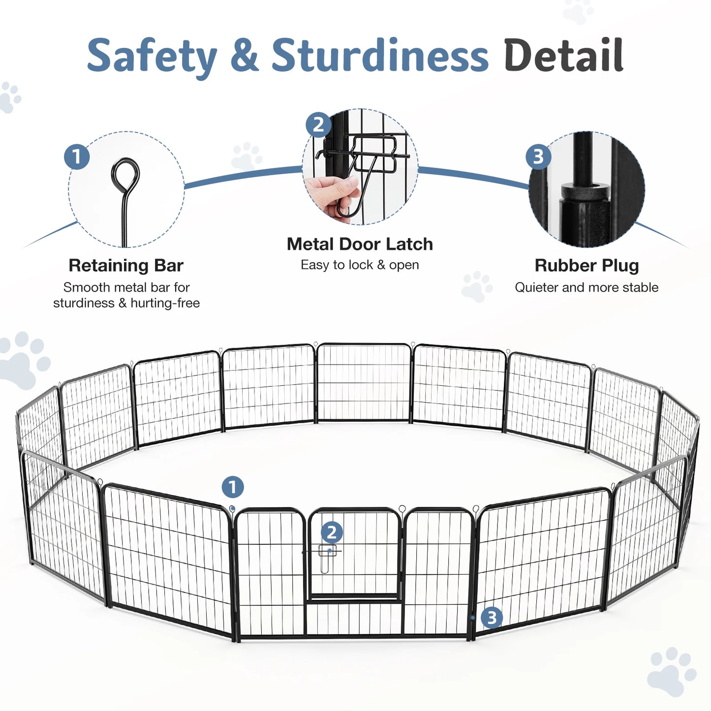 JHK Foldable Dog Playpen Metal Fence For Indoor Outdoor Use