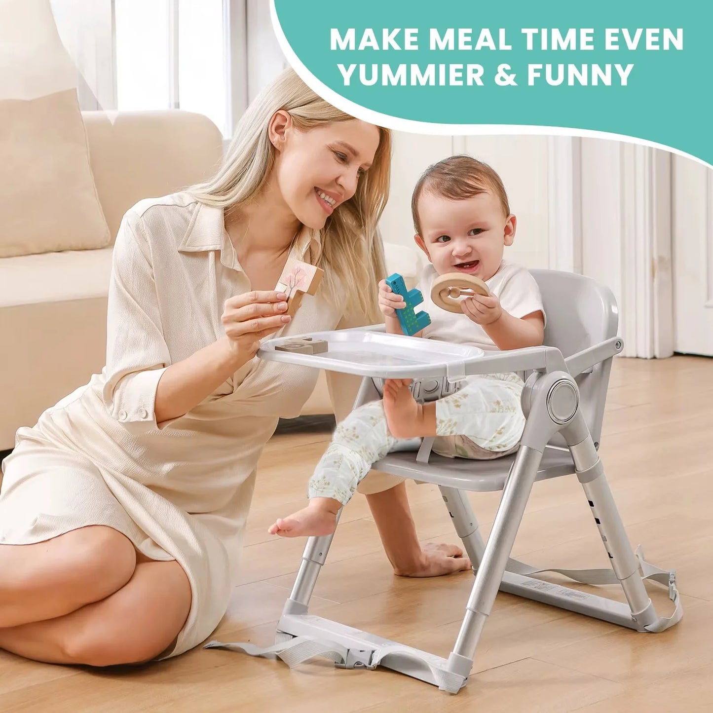 Baby Folding Booster Seat High Chair For Dining And Portable Toddler Feeding