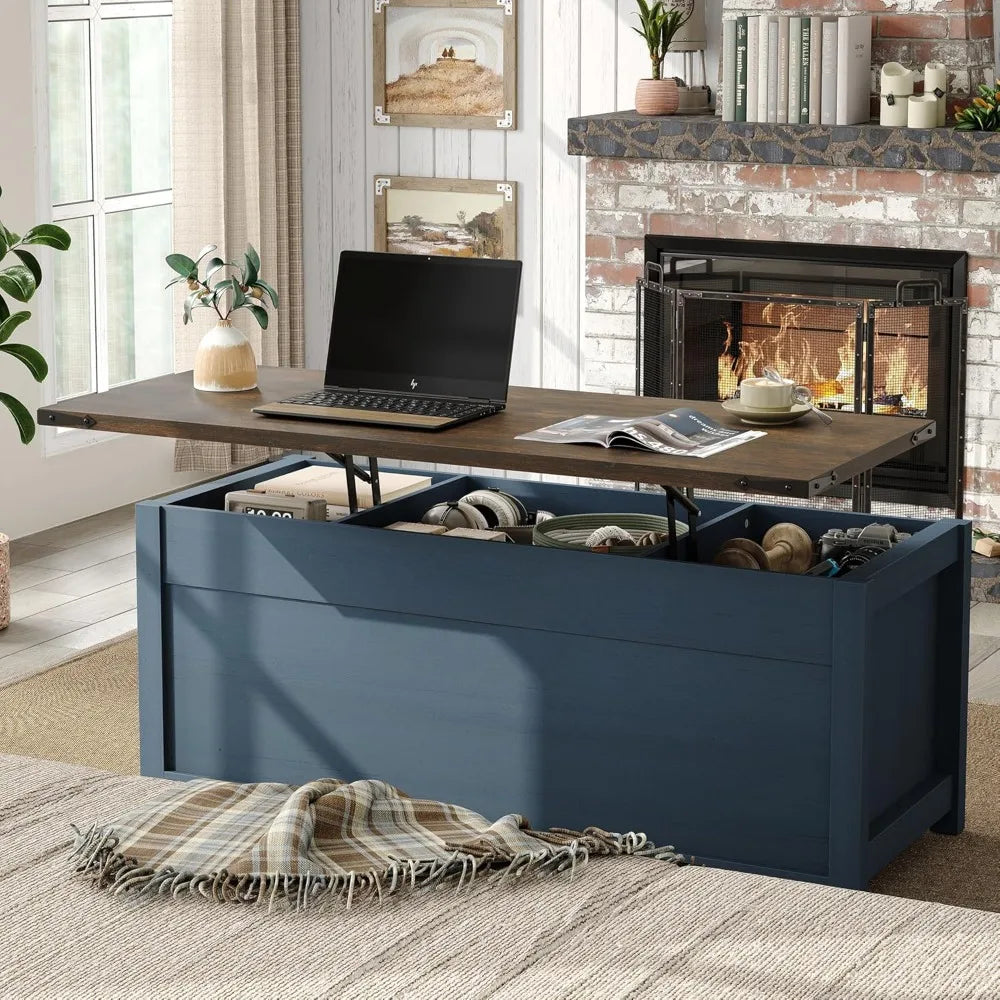 Farmhouse Style Sliding Barn Door Coffee Table Height Adjustable Customizable