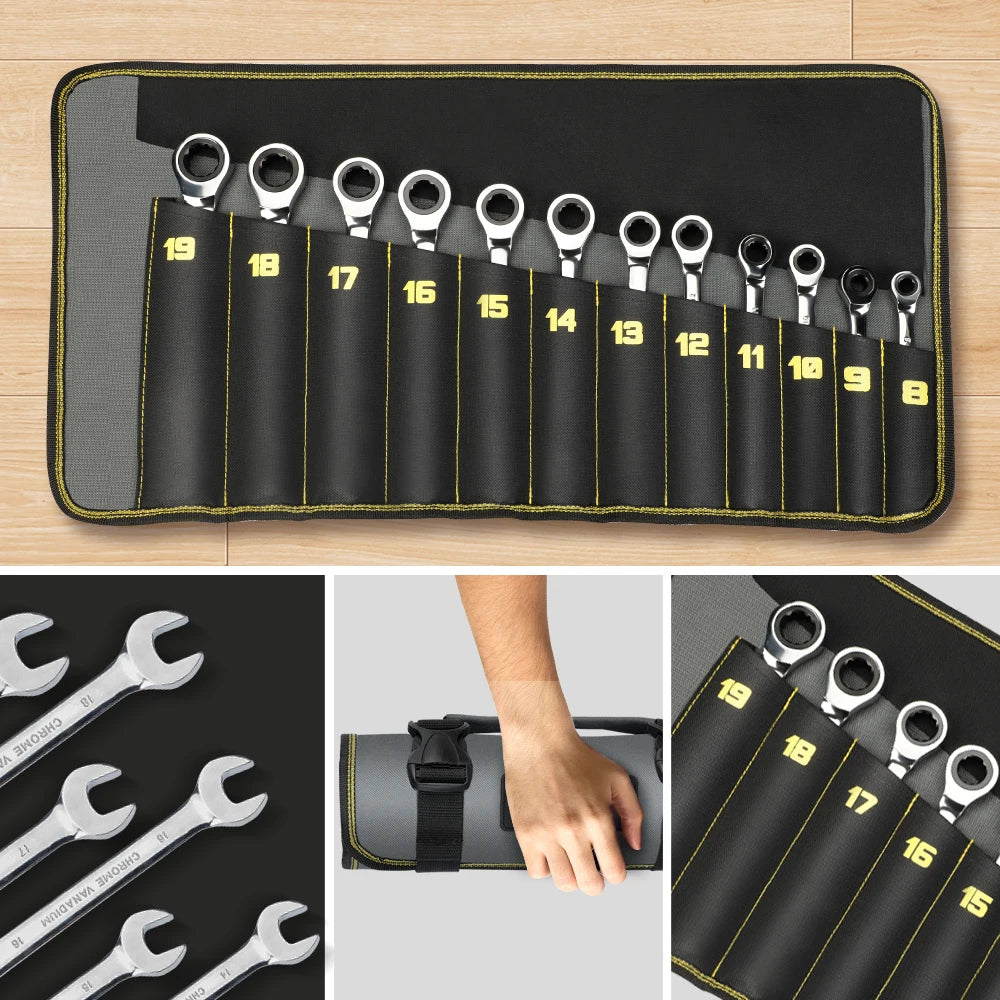 Ratcheting Wrench Set 22 Pieces SAE And Metric Wrenches
