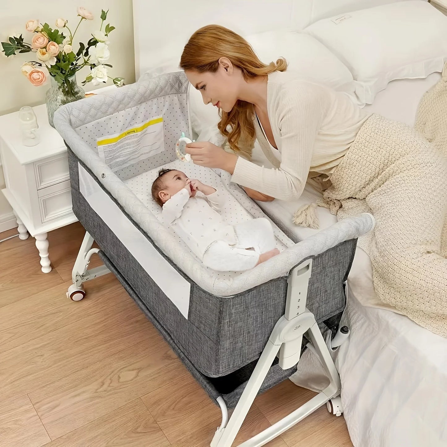 Baby Bassinet Bedside Sleeper 3 In 1 With Wheels Portable