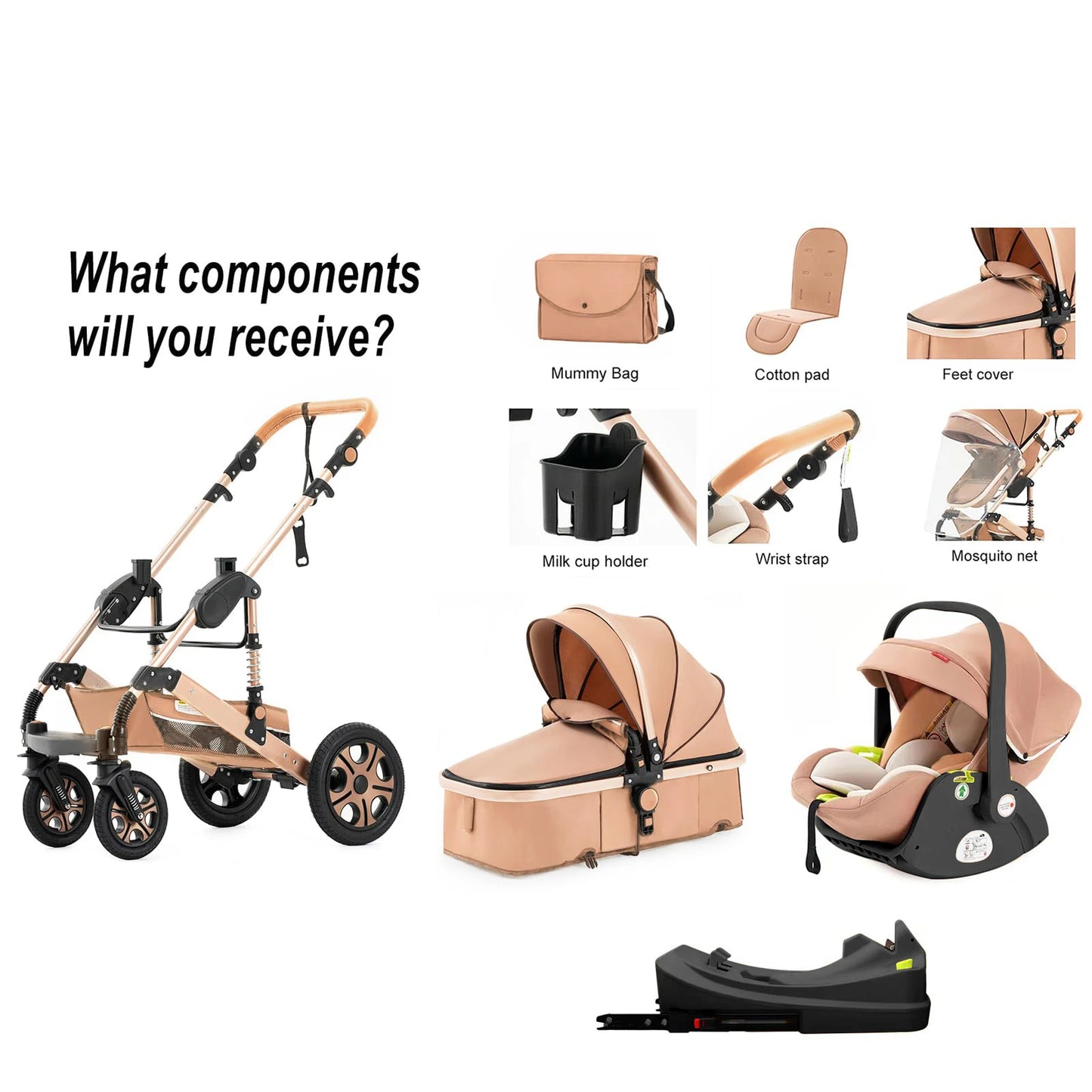 SteAnny 3 In 1 Baby Stroller Travel System With Isofix Base