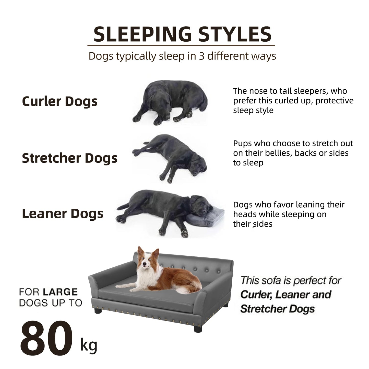 BINGOPAW Elevated Dog Bed Sofa Mat With Microfiber Leather Cover