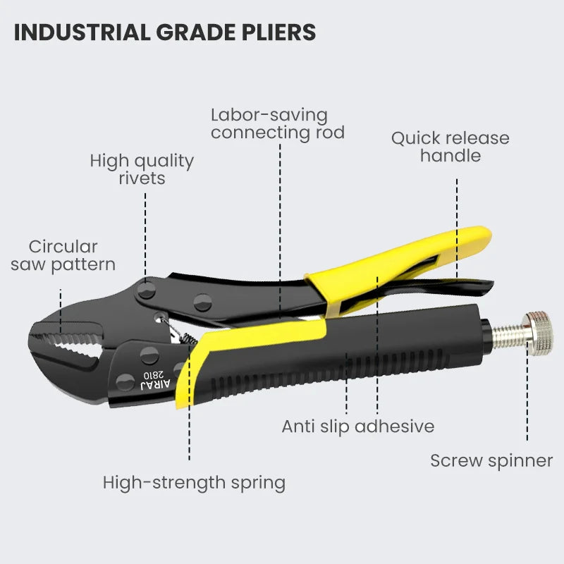 AIRAJ Locking Pliers Set Quick Release Curved Jaw Versatile Tool