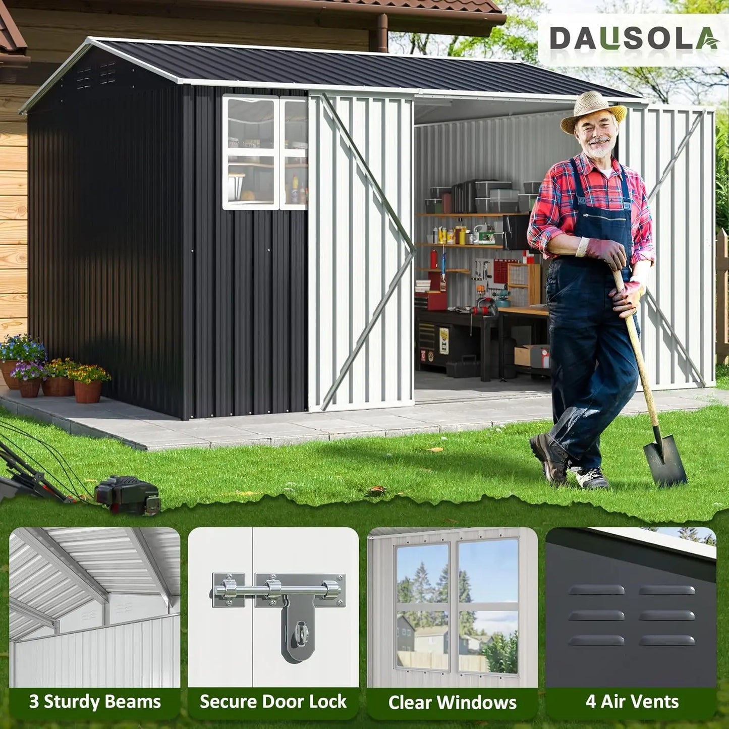Outdoor Storage Shed Large Metal Tool Sheds With Lockable Doors