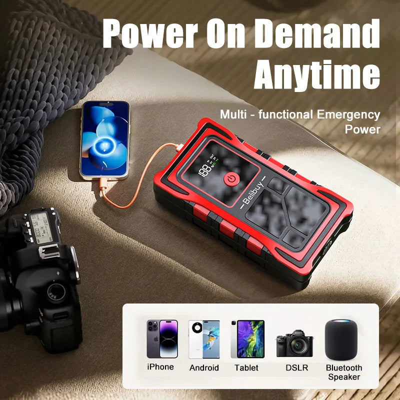 Portable Jump Starter 7000A Peak Current With Smart Clamp Emergency Power