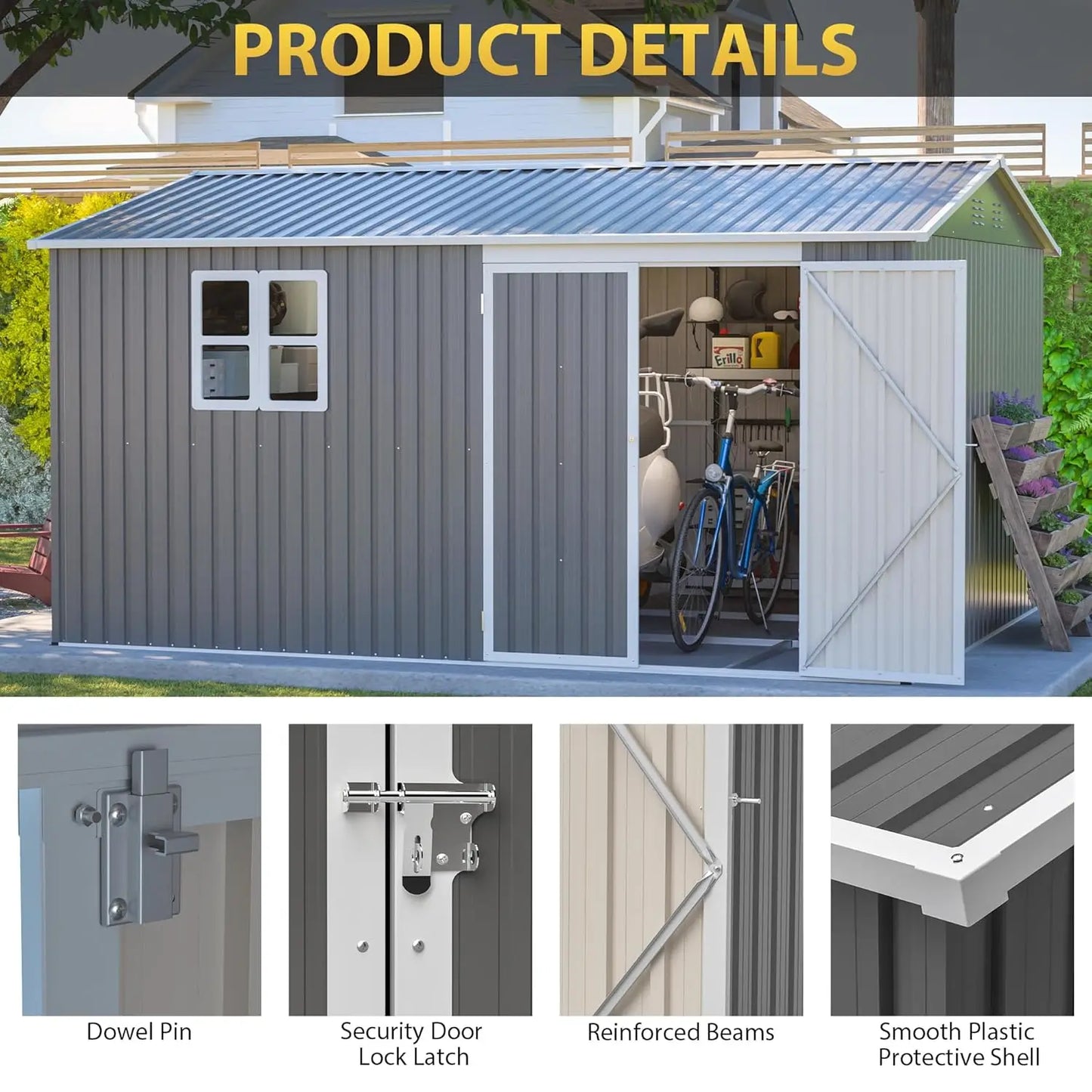 Heavy Duty Metal Storage Shed With Floor Frame And Window