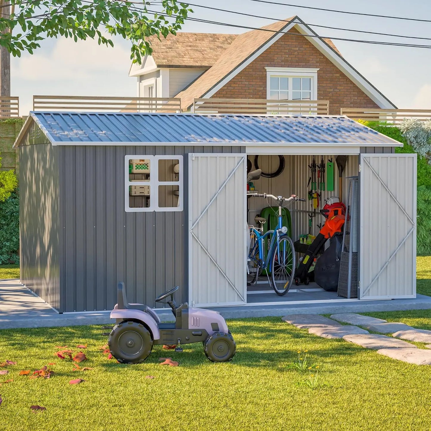 Heavy Duty Metal Storage Shed With Floor Frame And Window