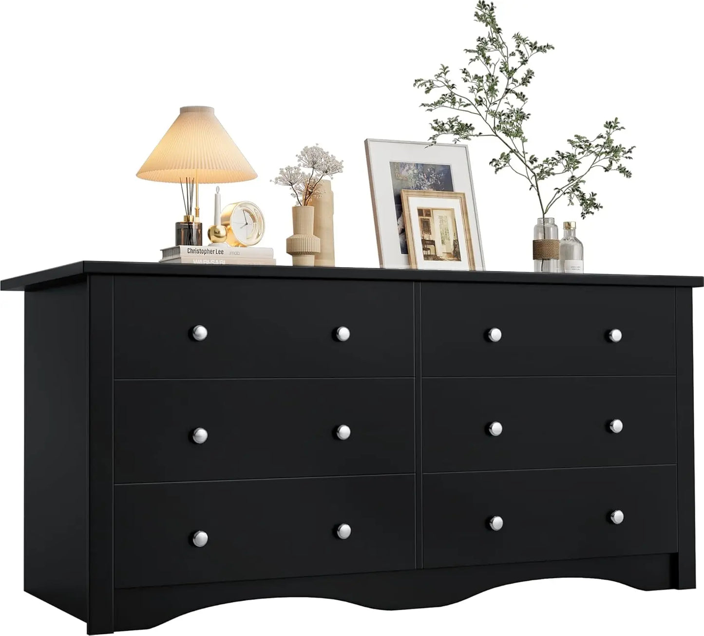 Black Dresser for Bedroom,6 Drawer Dressers, Storage Chest of Drawers for Hallway,Living Room, Entryway, Customized