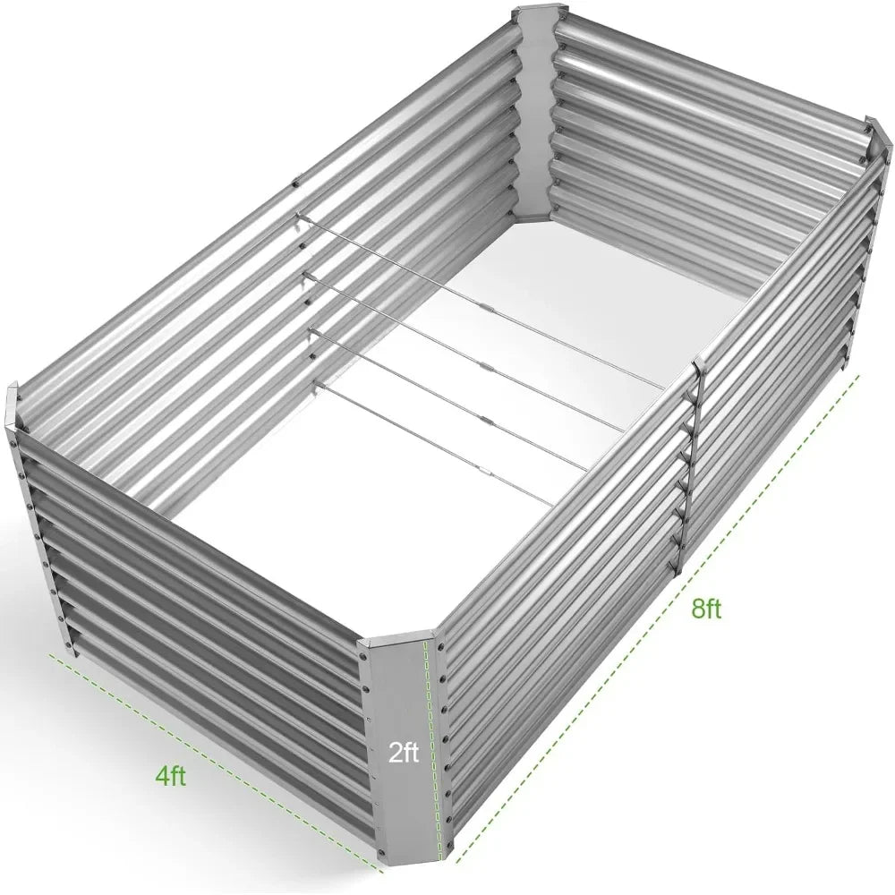 Galvanized Raised Garden Bed Kit Planter Boxes Outdoor Vegetables