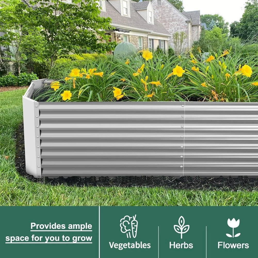 Galvanized Raised Garden Bed Kit Planter Boxes Outdoor Vegetables
