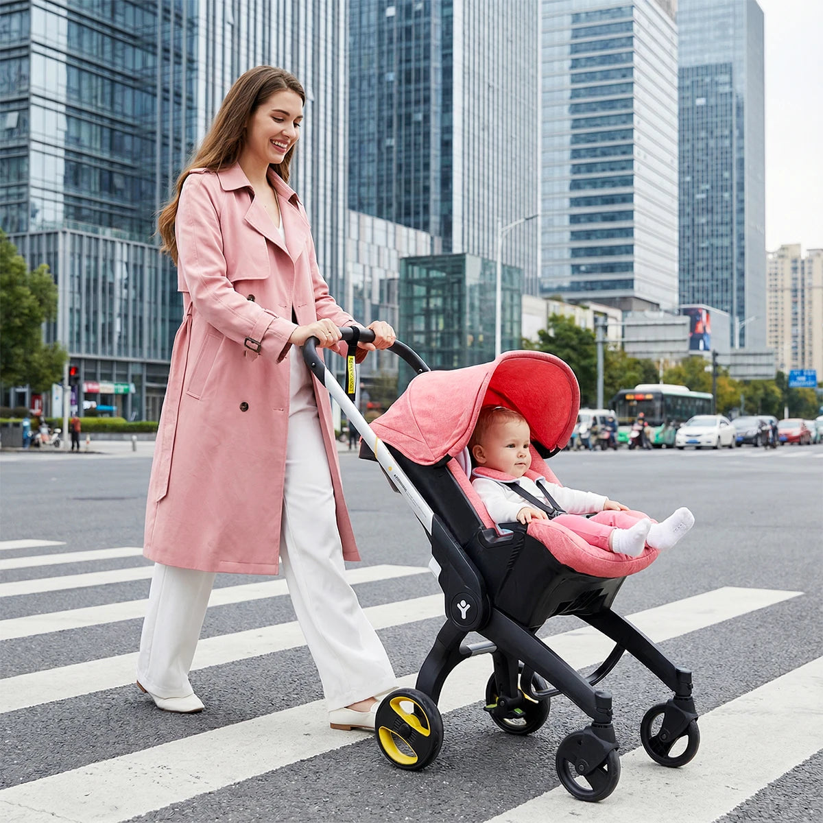 Push & Go! Reversible Baby Stroller | Easy One-Hand Fold & Compact Travel Design | Portable with Adjustable Sunshade - The Ultim