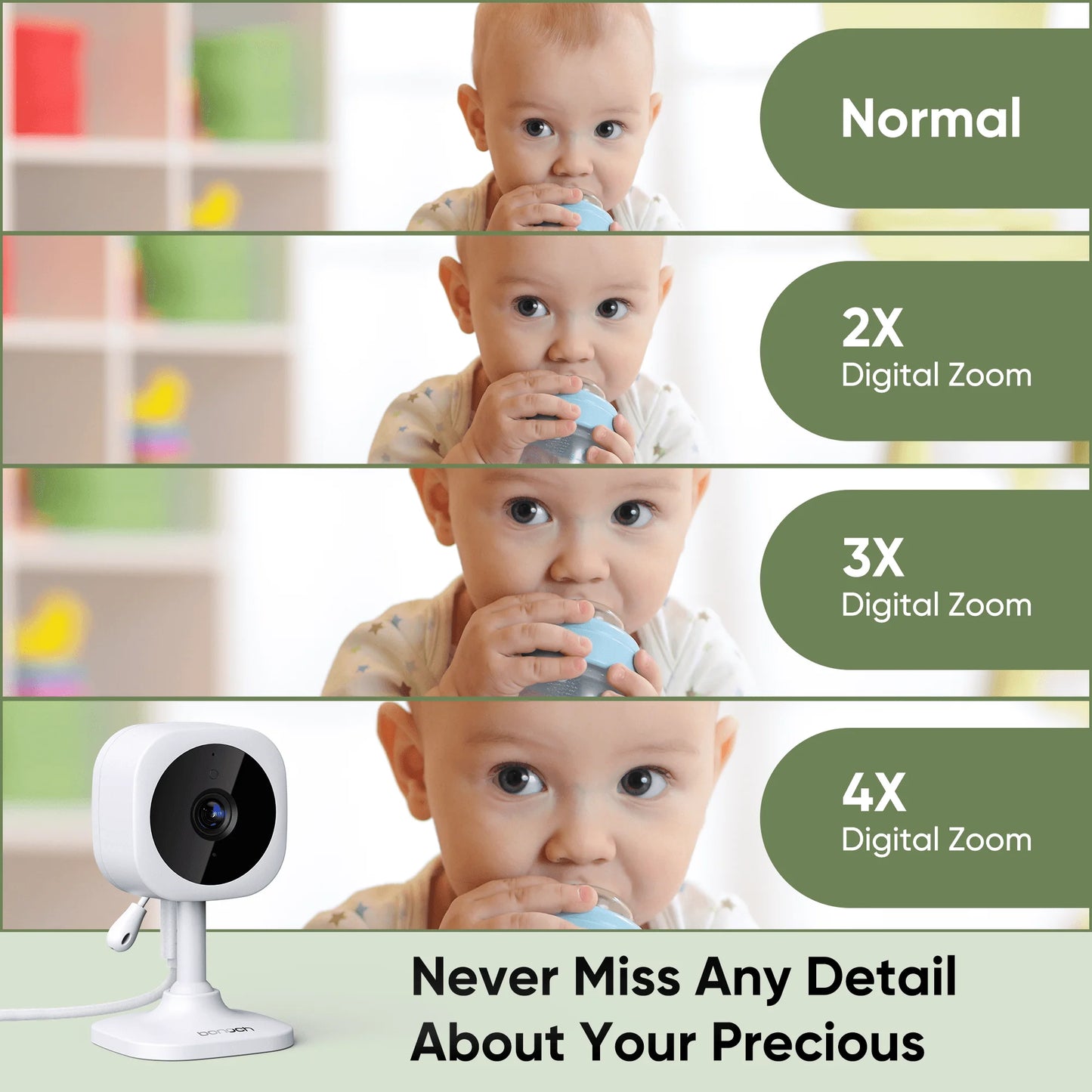 Bonoch Dual 720p Baby Monitor With VOX Audio Night Vision