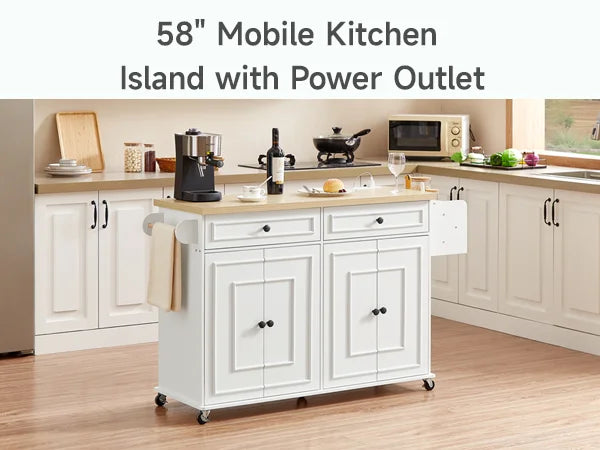 Mobile Kitchen Island Cart With Drop Leaf Outlet Spice Rack