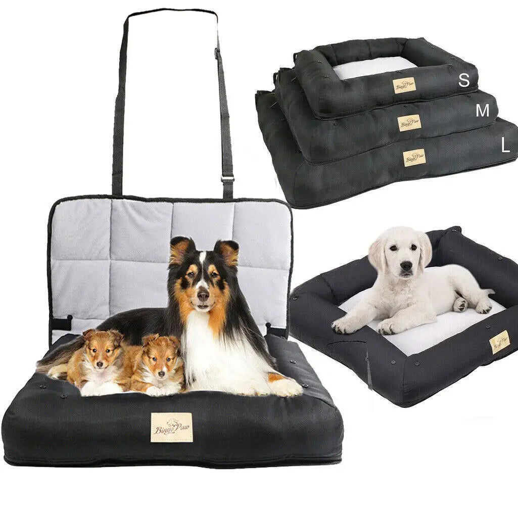 BINGOPAW Dog Car Seat Bed Waterproof Carrier With Removable Pad
