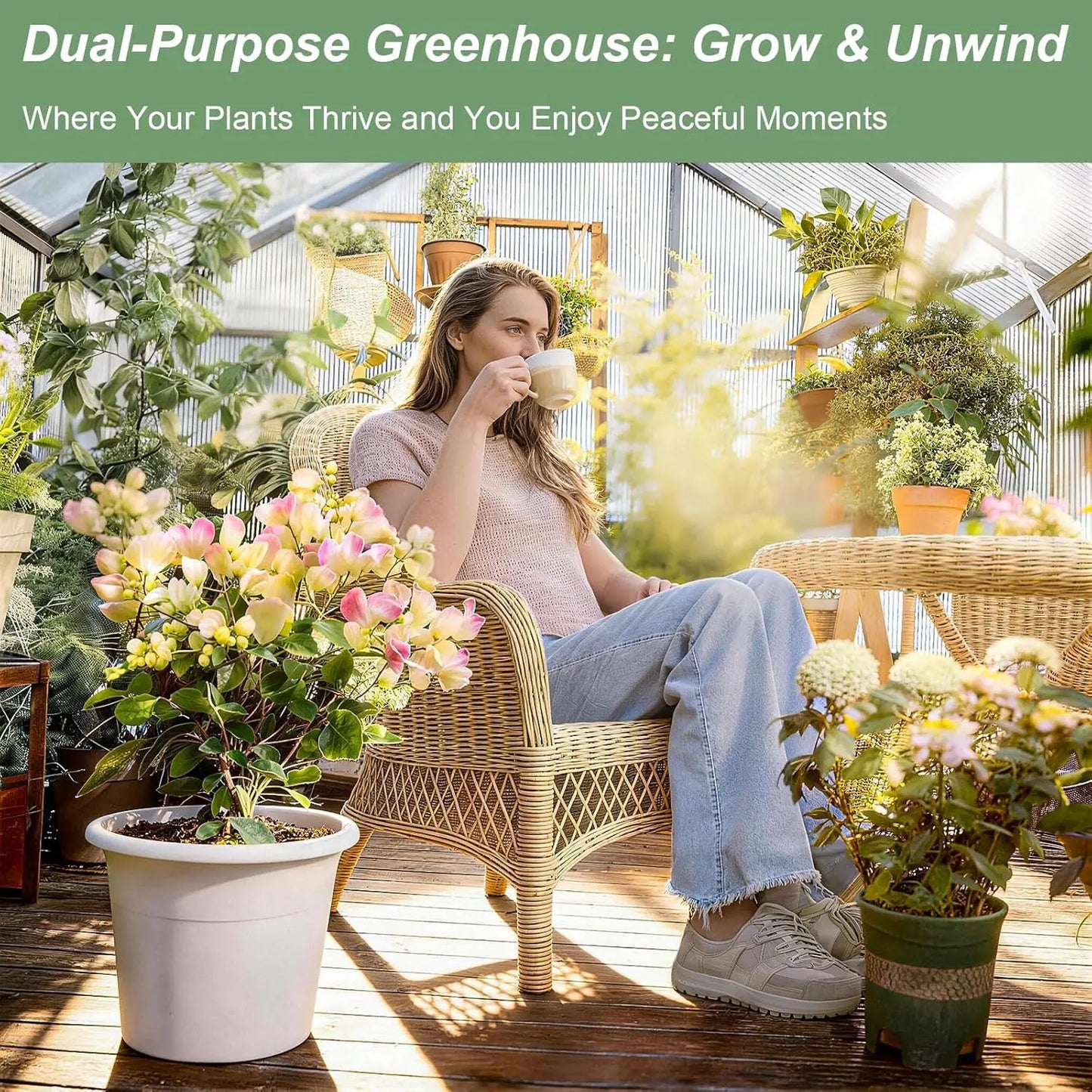 Heavy Duty Aluminum Frame Polycarbonate Greenhouse With Adjustable Roof Vent