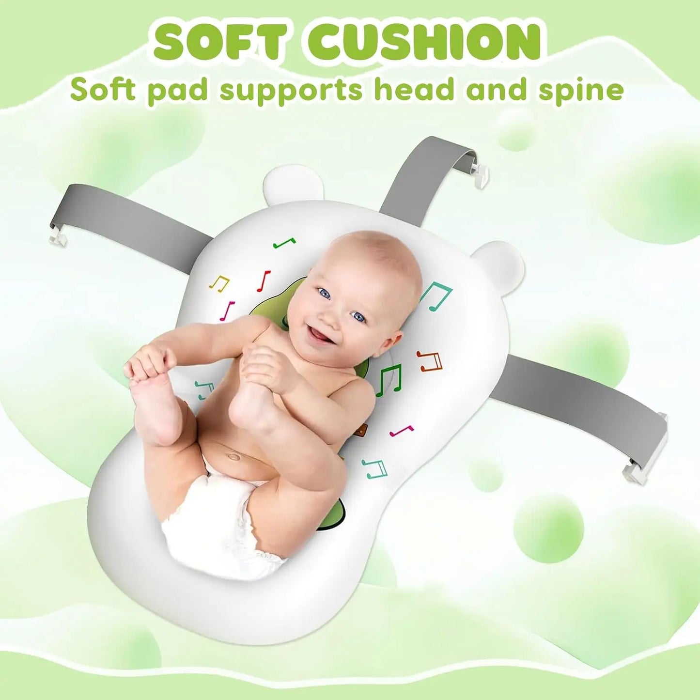 Foldable Baby Bath Tub With Cushion Thermometer For Newborns