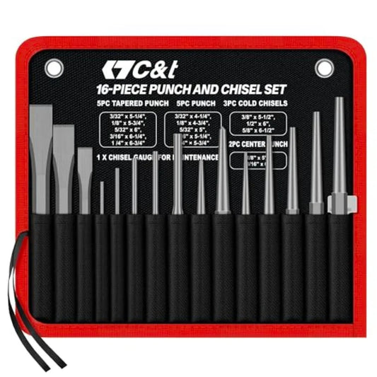 Punch And Chisel Set With Storage Pouch Taper Punch Cold Chisels Center Punch