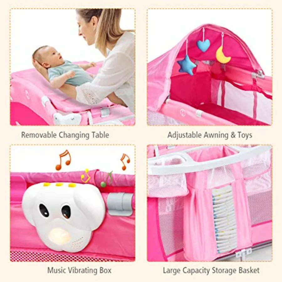 4 In 1 Pack And Play Bassinet With Zippered Canopy