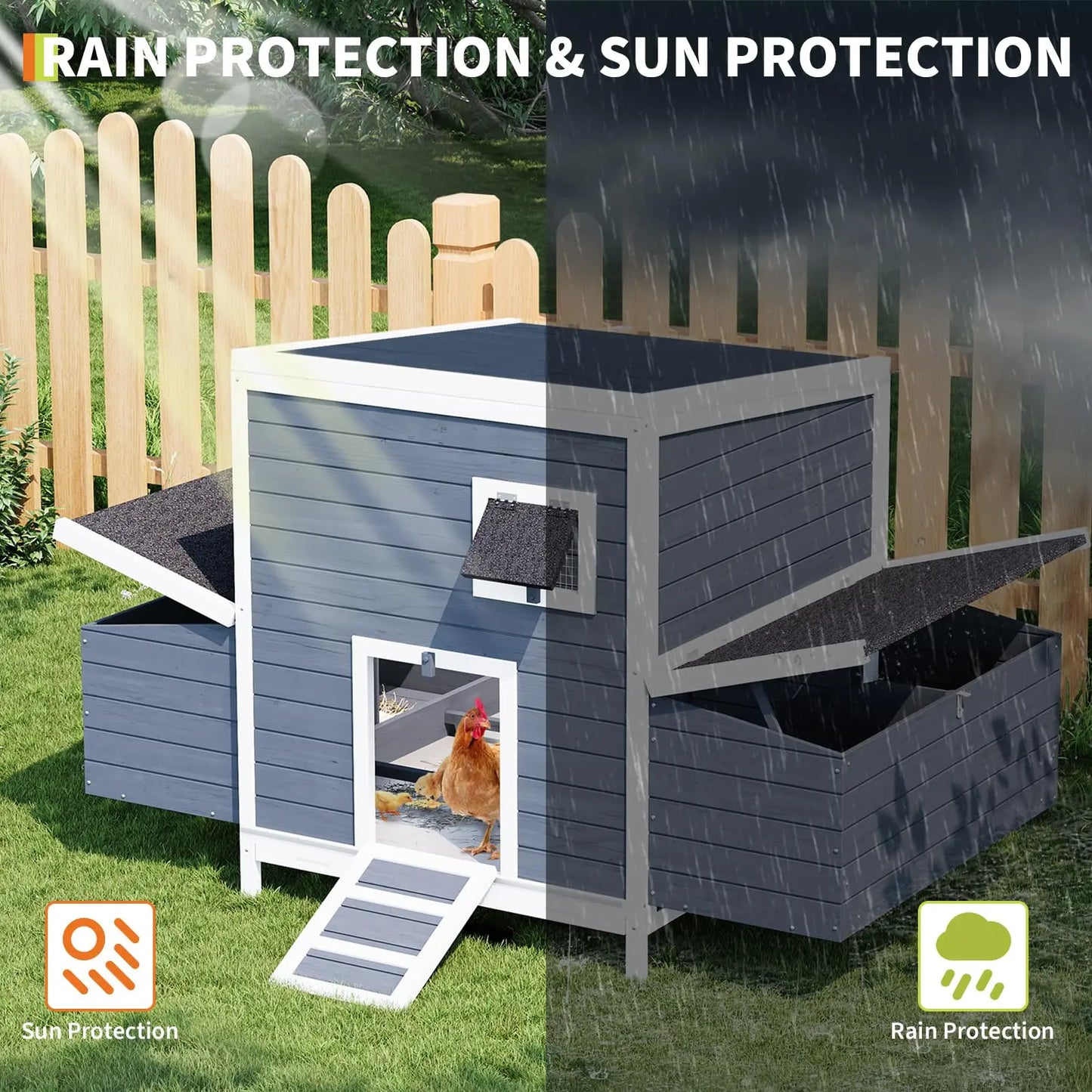DishyKooker Backyard Chicken Coop For 4-6 Hens With Nesting Box