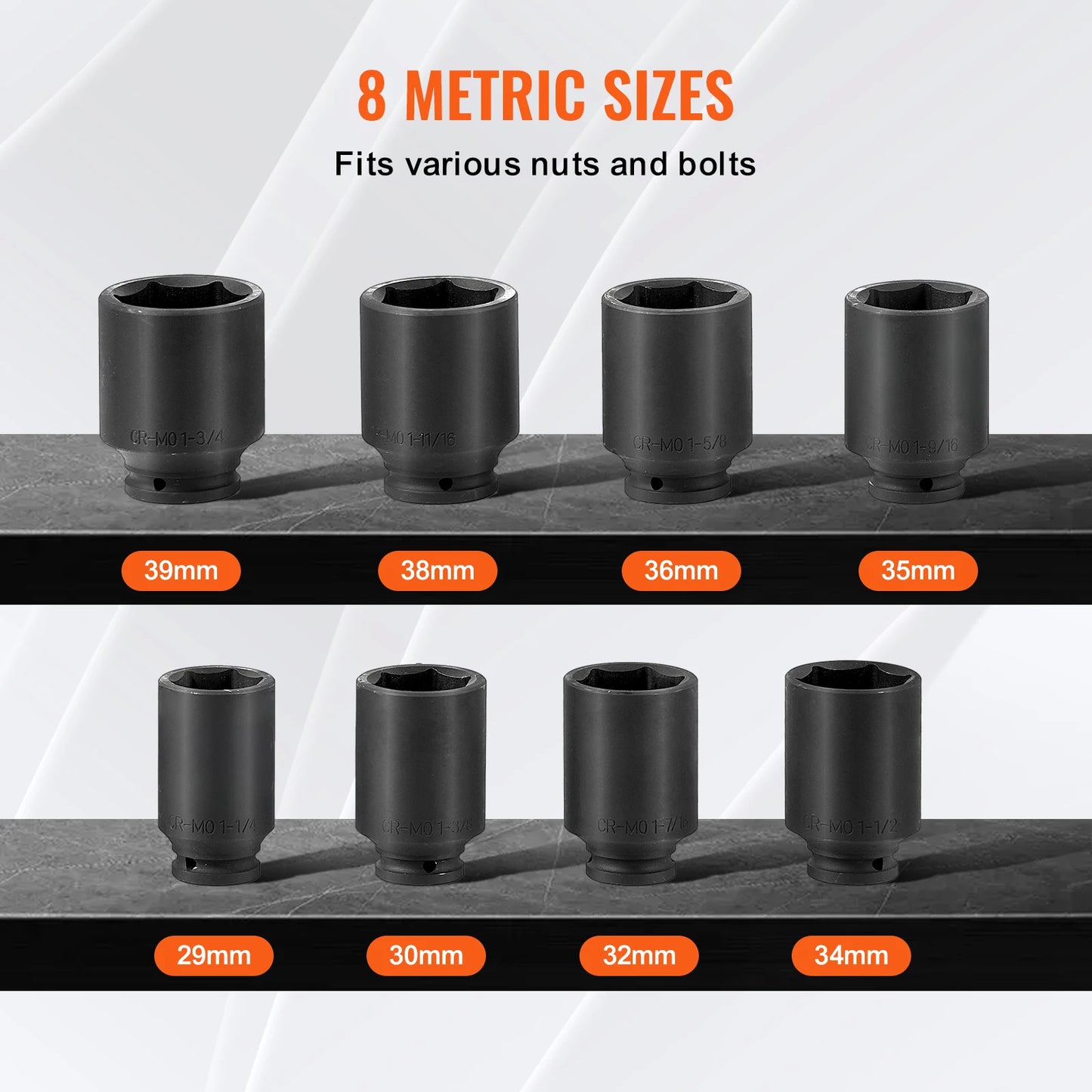 SucceBuy Axle Nut Socket Set 8 Piece 12 Point Metric