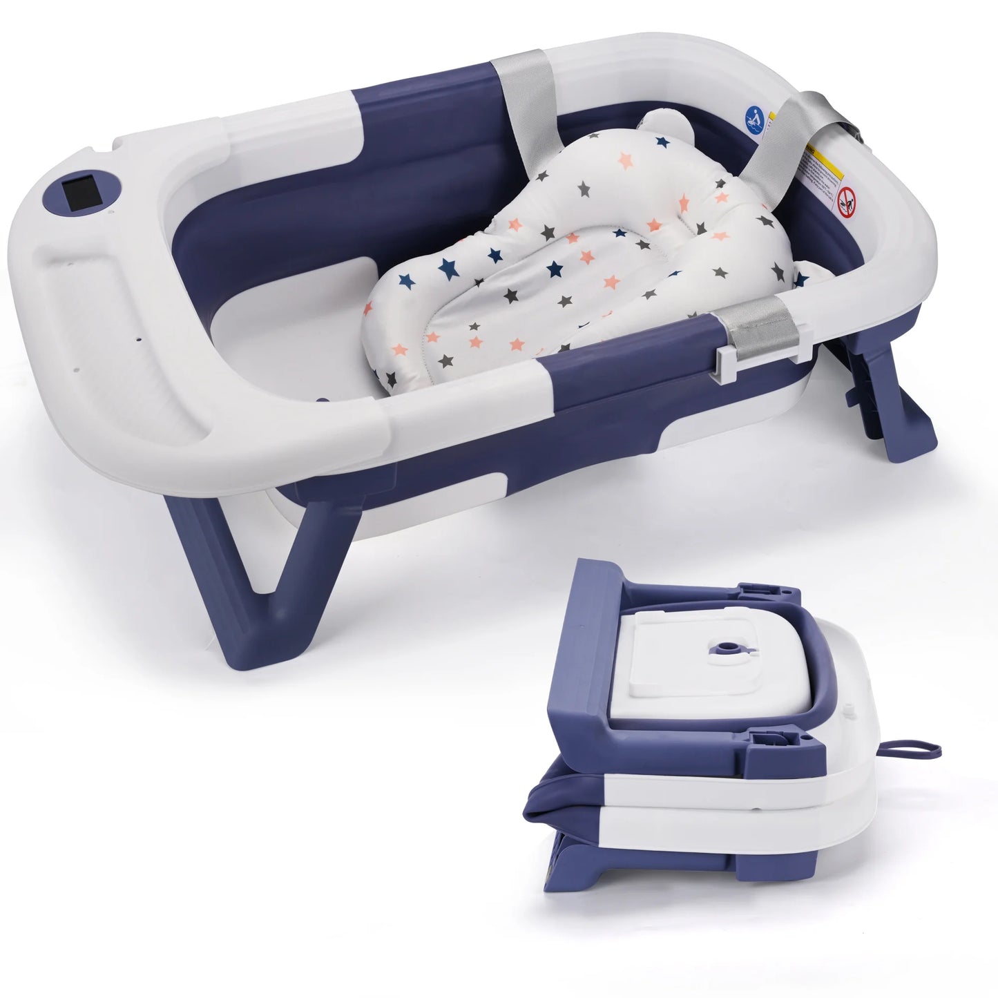Baby Bathtub With Soft Cushion And Thermometer For Newborns Portable Travel