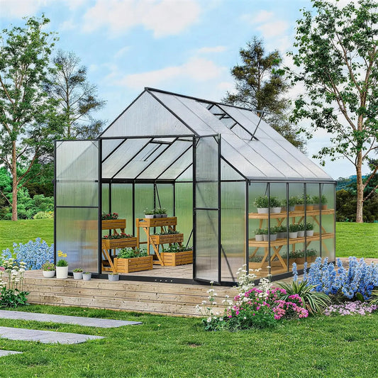 Heavy Duty Aluminum Frame Polycarbonate Greenhouse With Adjustable Roof Vent