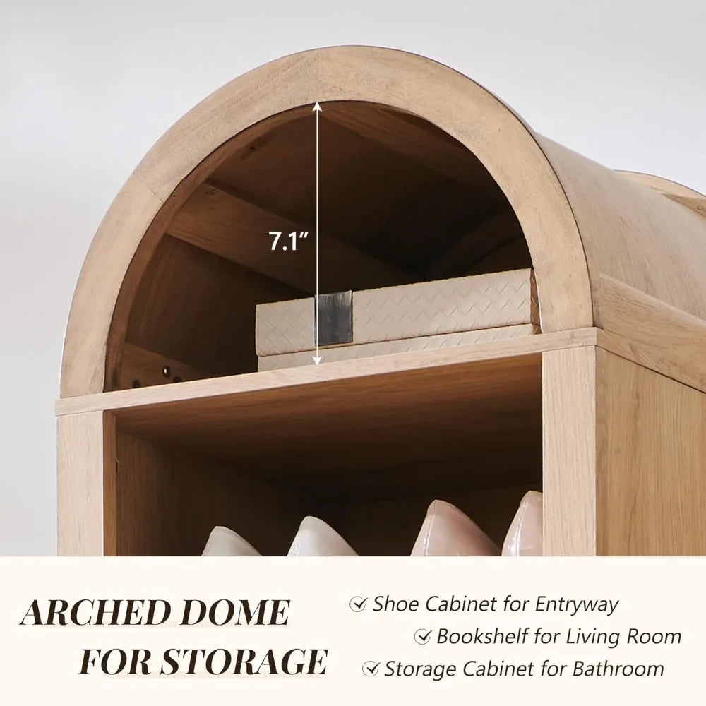 71" Tall Arched Shoe Storage Cabinet, 8 Tiers Holds 16 Pairs, Adjustable Shelves for Entryway Hallway Living Room