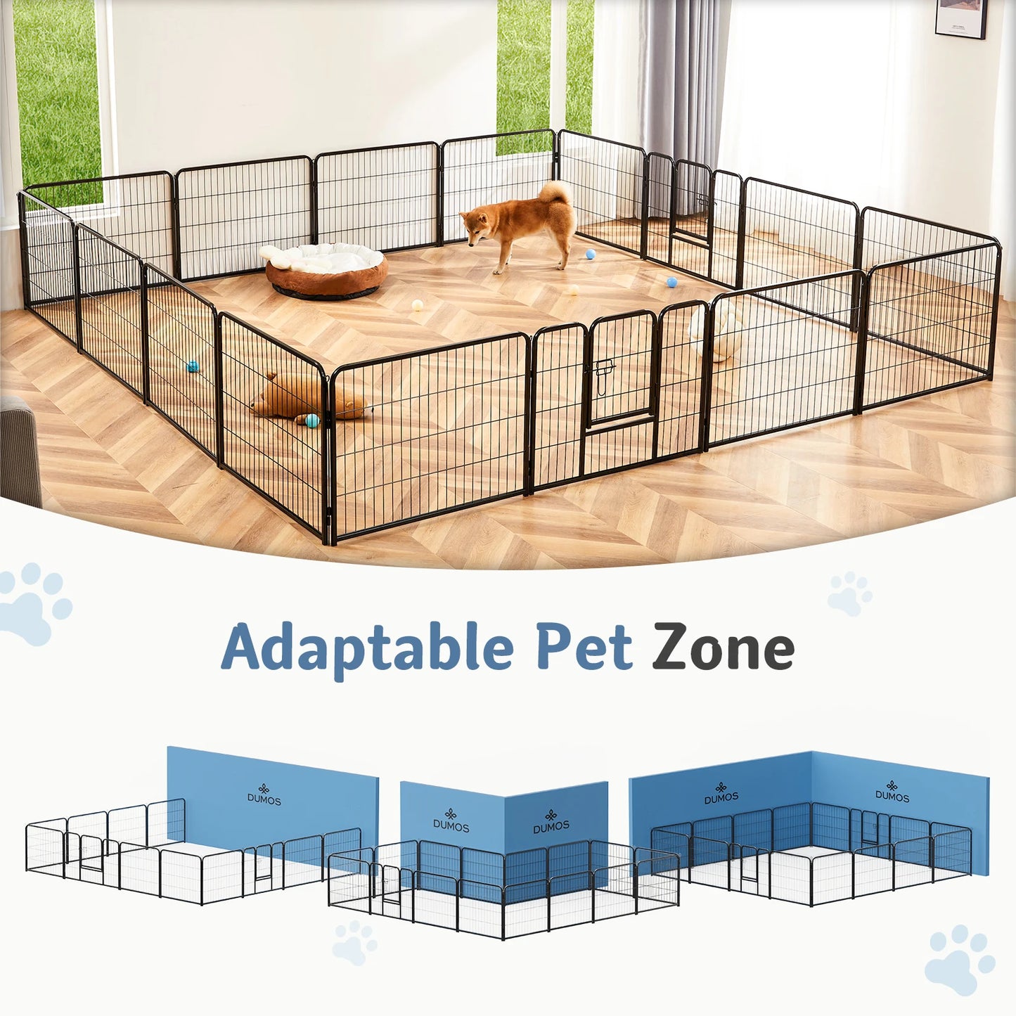 JHK Foldable Dog Playpen Metal Fence For Indoor Outdoor Use